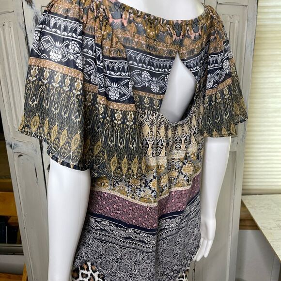 Lucky Brand Boho Flutter Sleeve Top Size Small - Picture 6 of 12